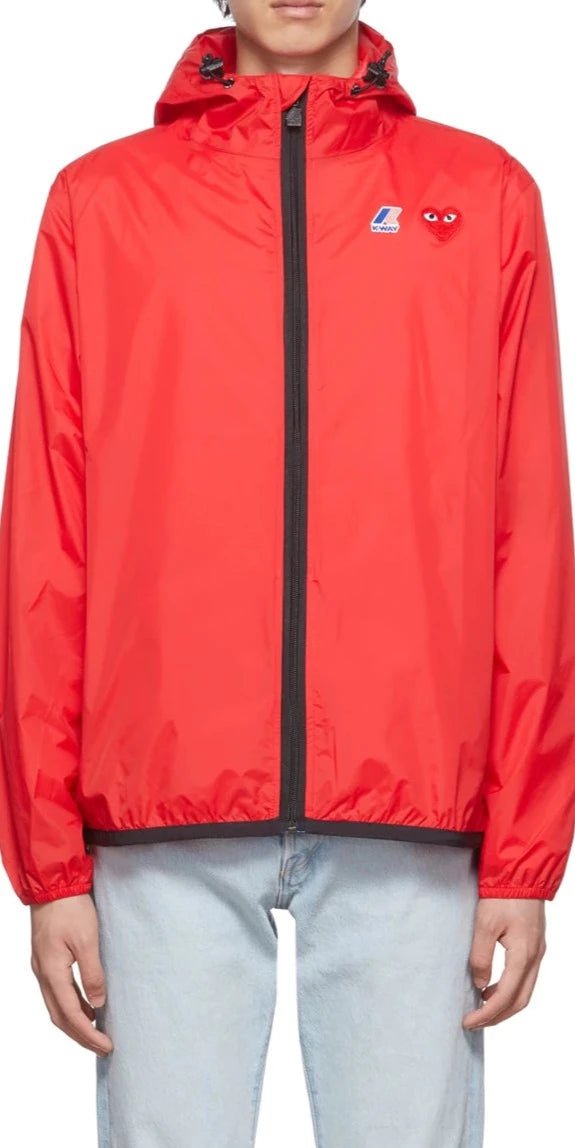 Comme Des Garçons Play x K-Way - Zip Jacket Red/ Red Heart Logo-Vestes et Manteaux-AZ-J501-2
