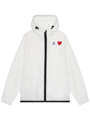Comme Des Garçons Play x K-Way - Zip Jacket White/ Red Heart Logo-Vestes et Manteaux-P1J501