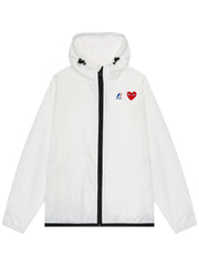 Comme Des Garçons Play x K-Way - Zip Jacket White/ Red Heart Logo-Vestes et Manteaux-P1J501