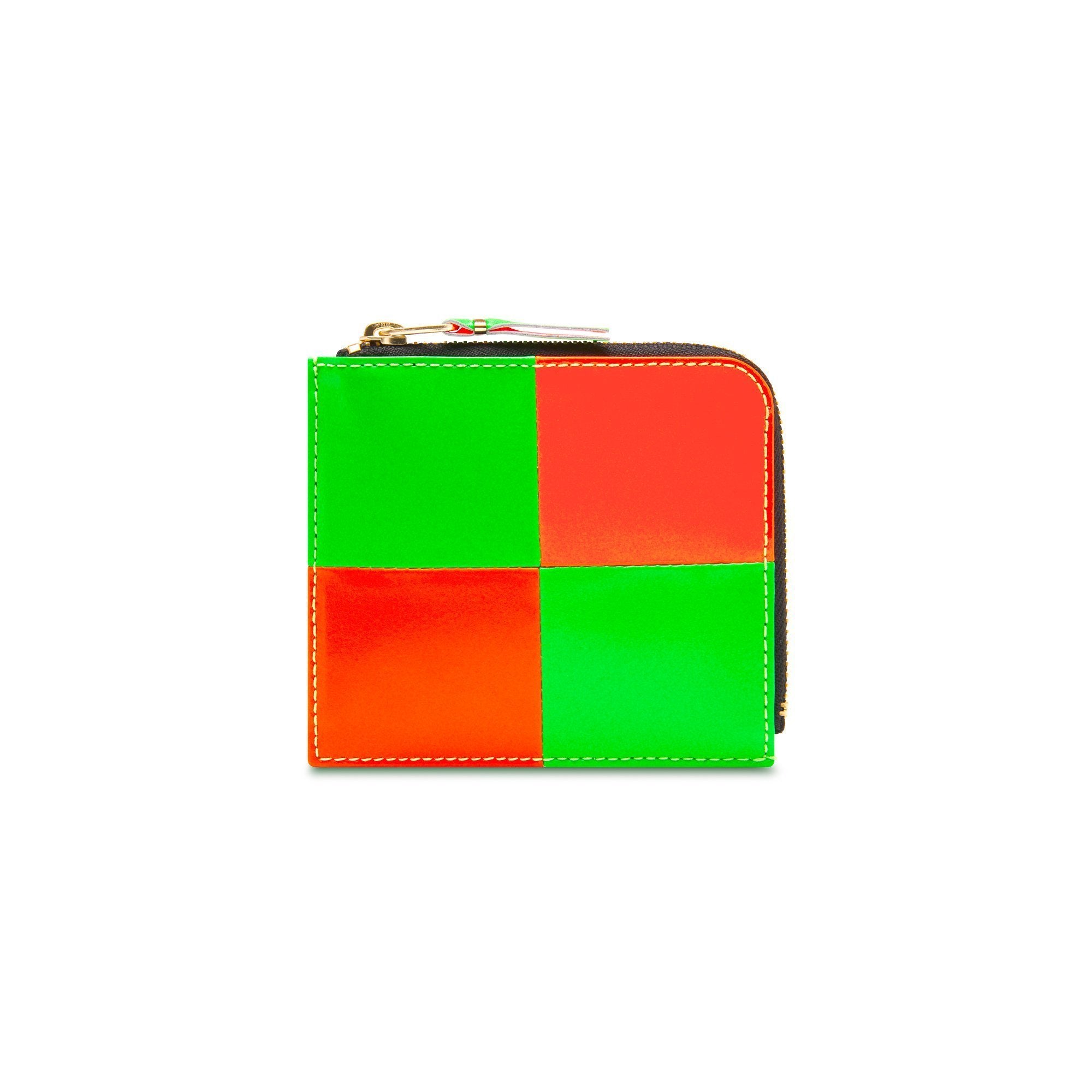 Comme Des Garçons - Wallet - Fluo Squares - Green/Orange-Accessoires-SA3100FS