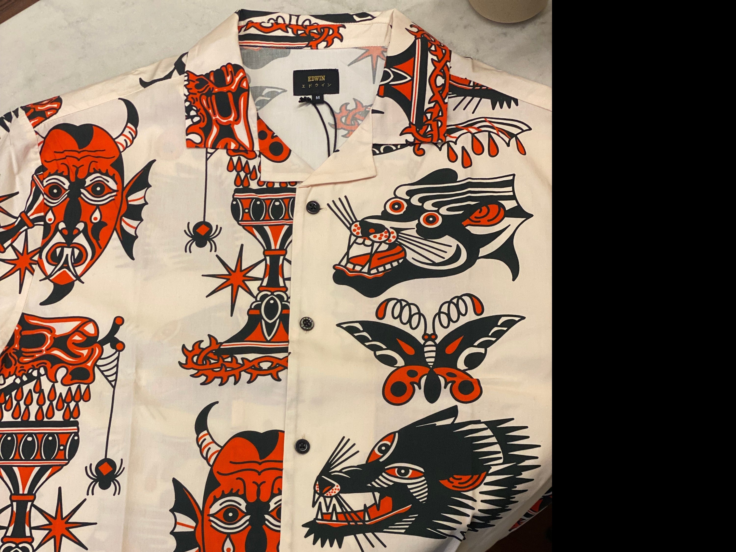 Edwin - Japanese Tattoo Style Shirt SS (I033607) - Beige-Chemises-I033607