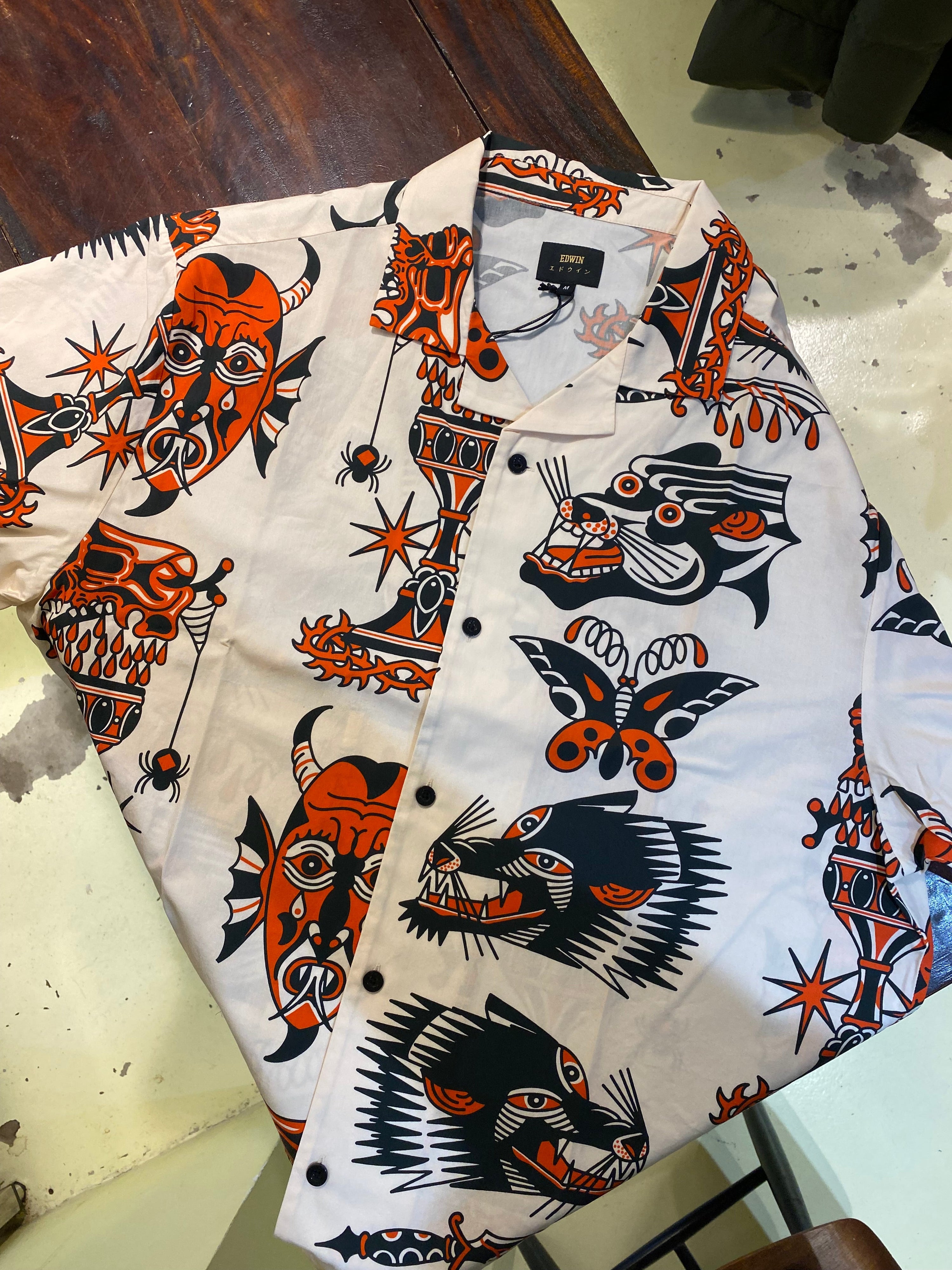 Edwin - Japanese Tattoo Style Shirt SS (I033607) - Beige-Chemises-I033607