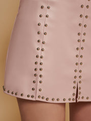 Ghospell - Avery PU Studded Skirt - Pink-Jupes et Pantalons-SKG103PNK