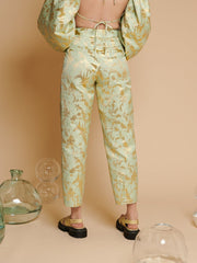 Ghospell - Elin Jacquard Trousers - Green-Jupes et Pantalons-TRG115GRN-1
