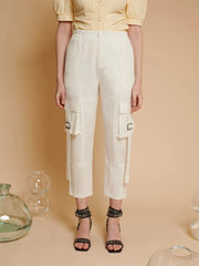 Ghospell - Zoe Cargo Trousers - White-Jupes et Pantalons-TRG114WHITE