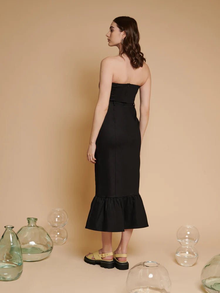 Ghospell - Sol Bandeau Dress - Black - Robe bustier longue - Noir-Robes-DRG720BLK