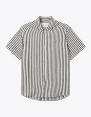 Les Deux - Kris Linen SS Shirt - Ivory/Dark Navy-Chemises-LDM401053