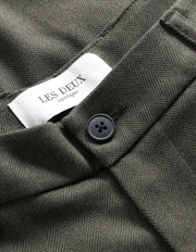 Les Deux - Como Reg Herringbone Suit Pants - Olive Night/Dark Brown-Pantalons et Shorts-LDM501083