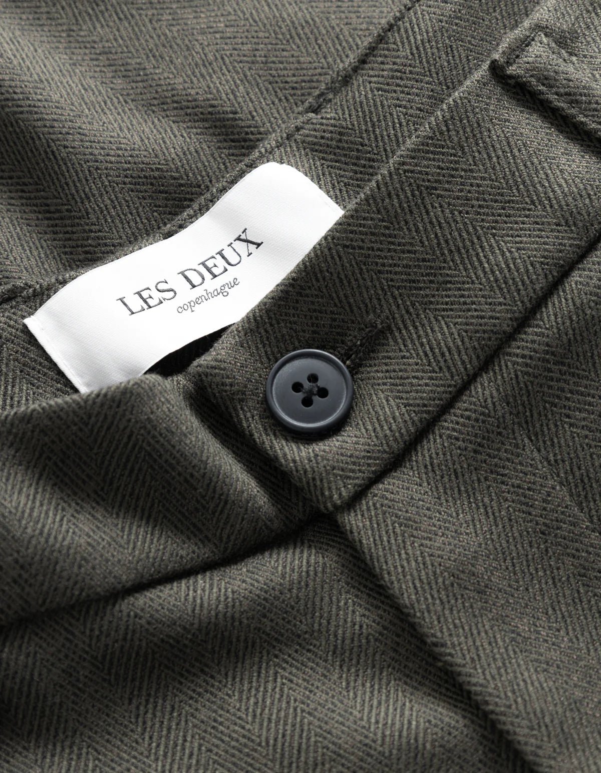 Les Deux - Como Reg Herringbone Suit Pants - Olive Night/Dark Brown-Pantalons et Shorts-LDM501085