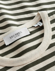 Les Deux - Adrian Stripe T-Shirt - Olive Night/Ivory-T-shirt-LDM101129