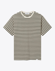 Les Deux - Adrian Stripe T-Shirt - Olive Night/Ivory-T-shirt-LDM101129
