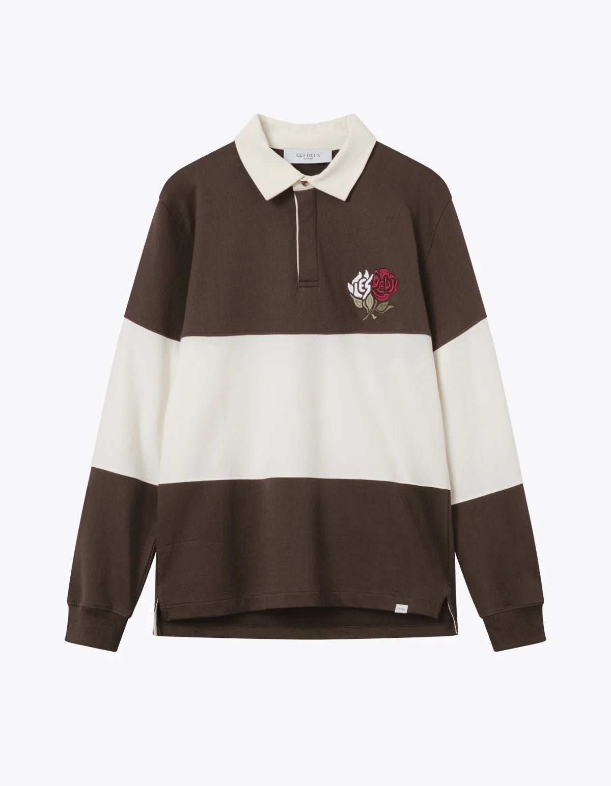Les Deux - Felipe LS Rugby T-Shirt - Coffee Brown/Light Ivory-T-shirt-LDM110031