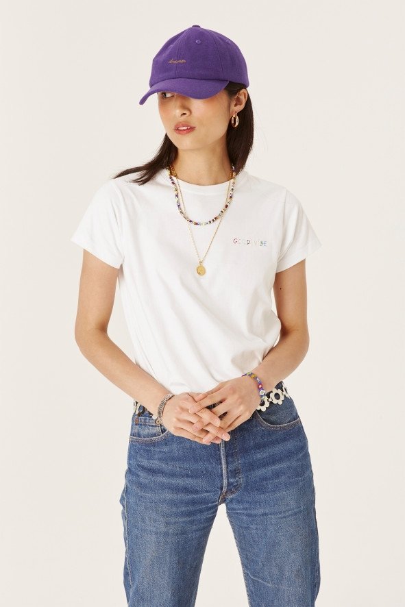 Maison Labiche Femme - T-shirt Saint Mich Good vibe - White-Tops-