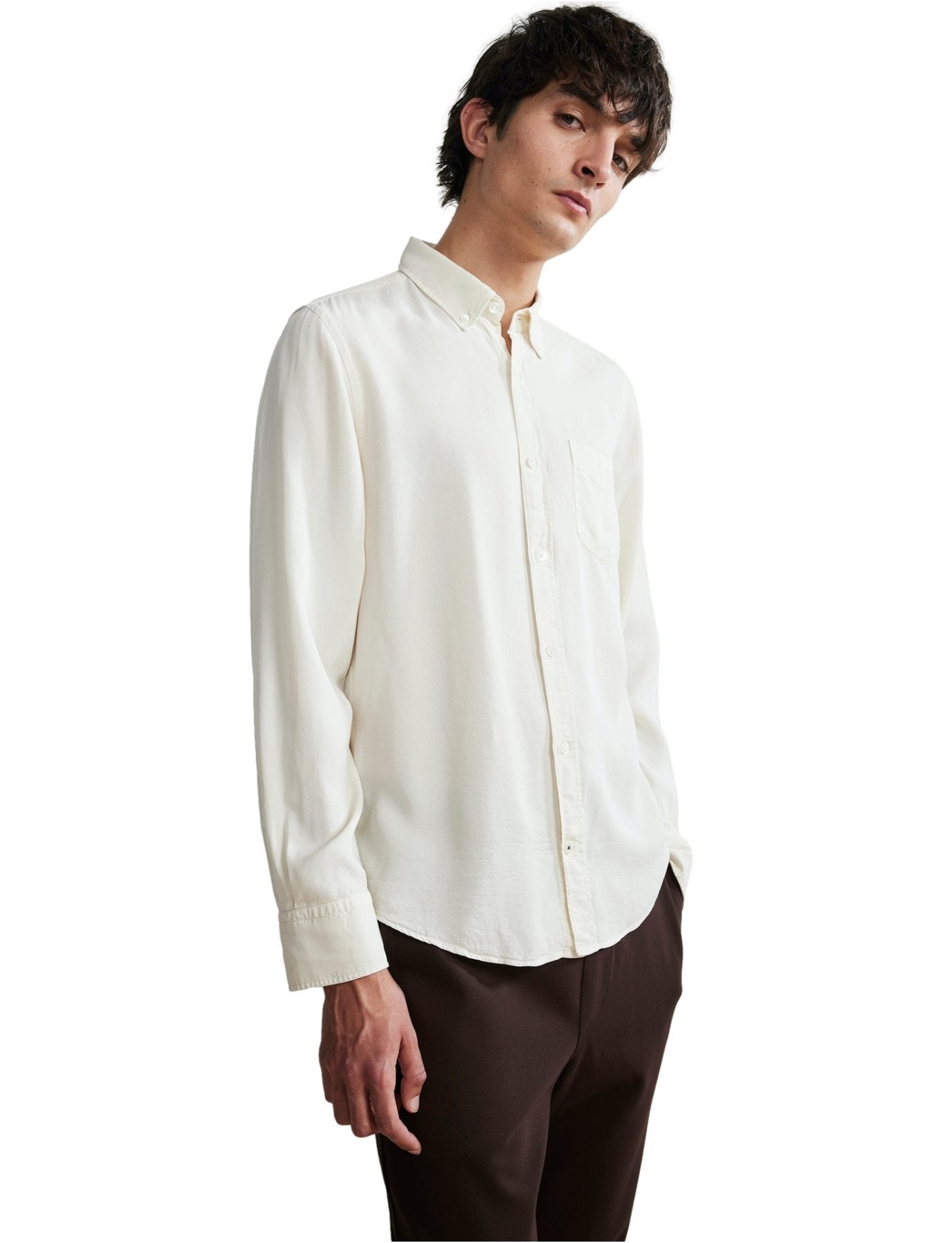 NN07- Manza Slim 5969 Tencel - Chemise à Manches Longues - Col 009 White - Blanc-Chemises-206596389