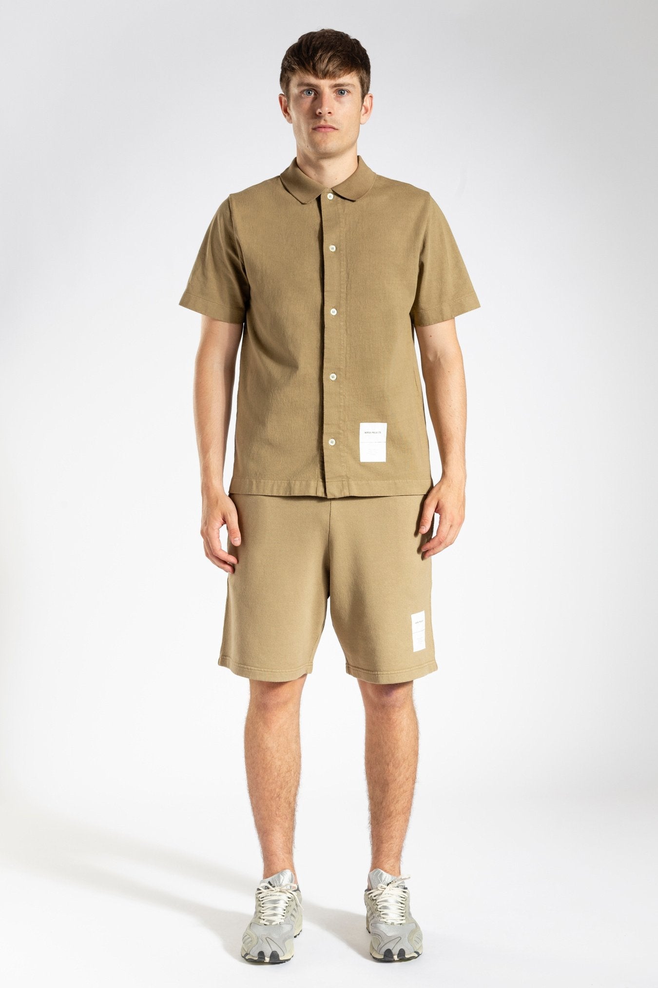 Norse Projects - Gustav Heavy Jersey Shirt Tab Series - Utility Khaki-Chemises-N01-0586