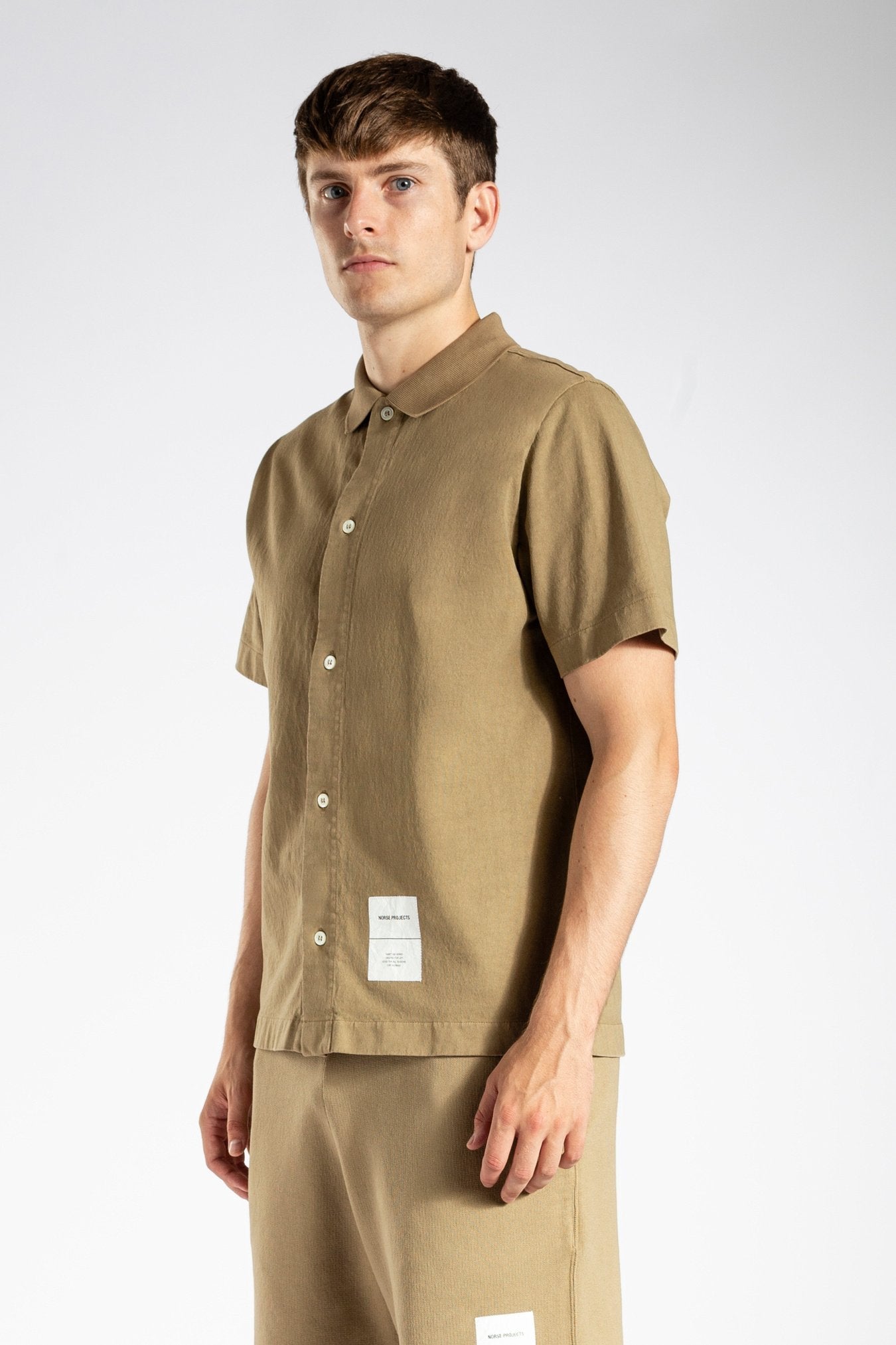 Norse Projects - Gustav Heavy Jersey Shirt Tab Series - Utility Khaki-Chemises-N01-0586