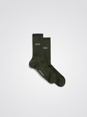 Norse Projects - Bjarki Logo Socks - Forest Green-chaussettes-N82-0060