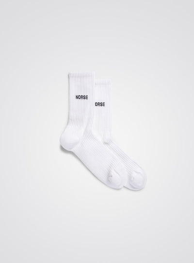 Norse Projects - Bjarki Logo Socks - White-chaussettes-N82-0060