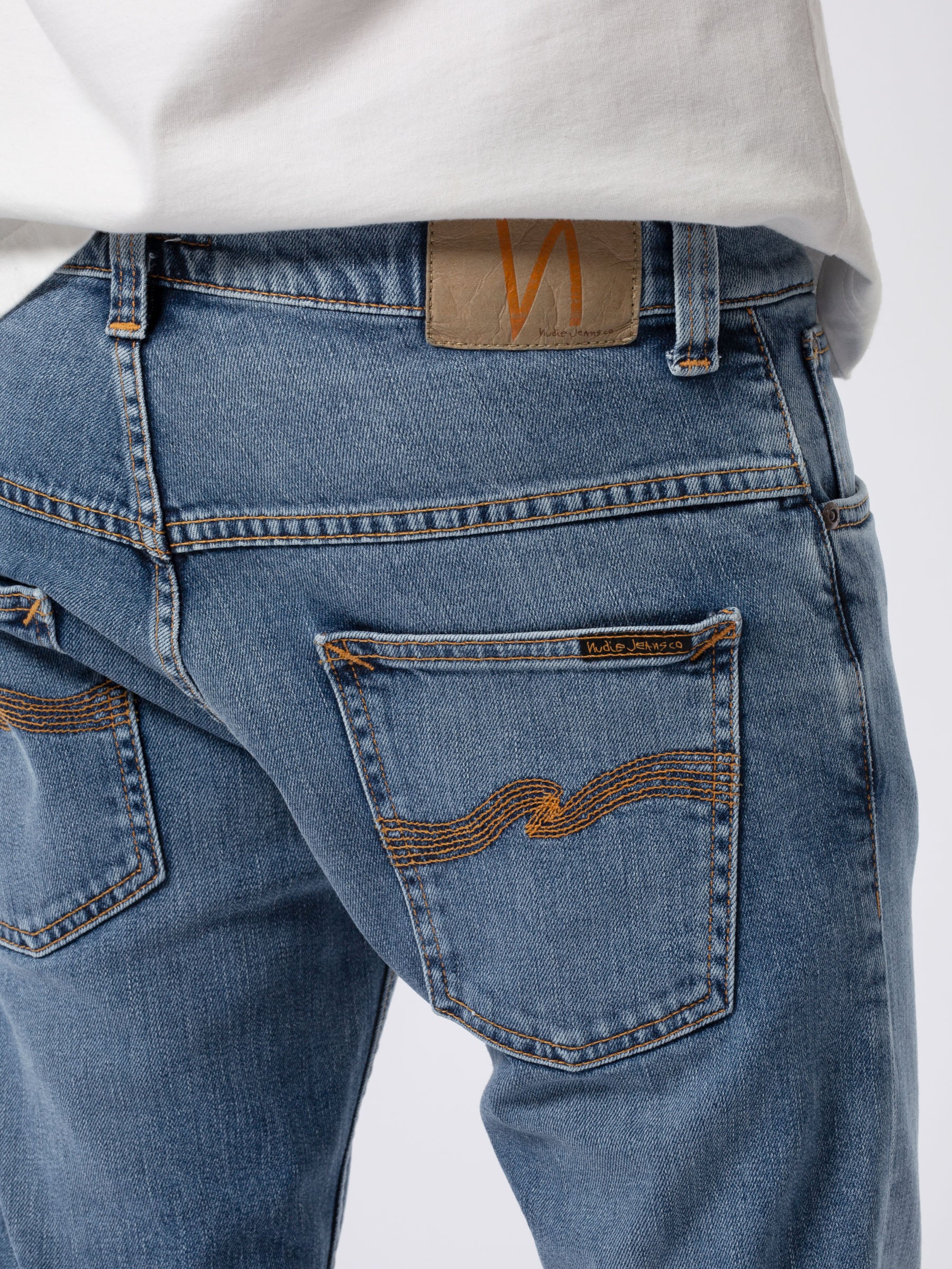 Nudie Jeans co - Jean Thin Finn Lost Orange - Jean Slim Bleu Délavé-Pantalons et Shorts-113187