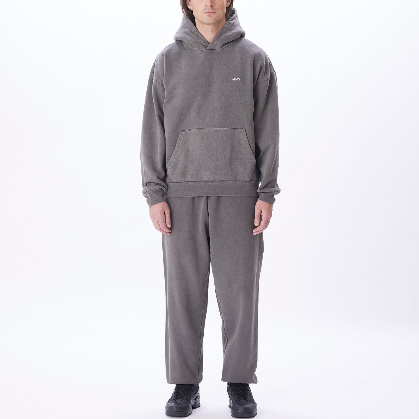 Obey - Lowercase Pigment Hood - Pigment Digital Black-Pulls et Sweats-112470194