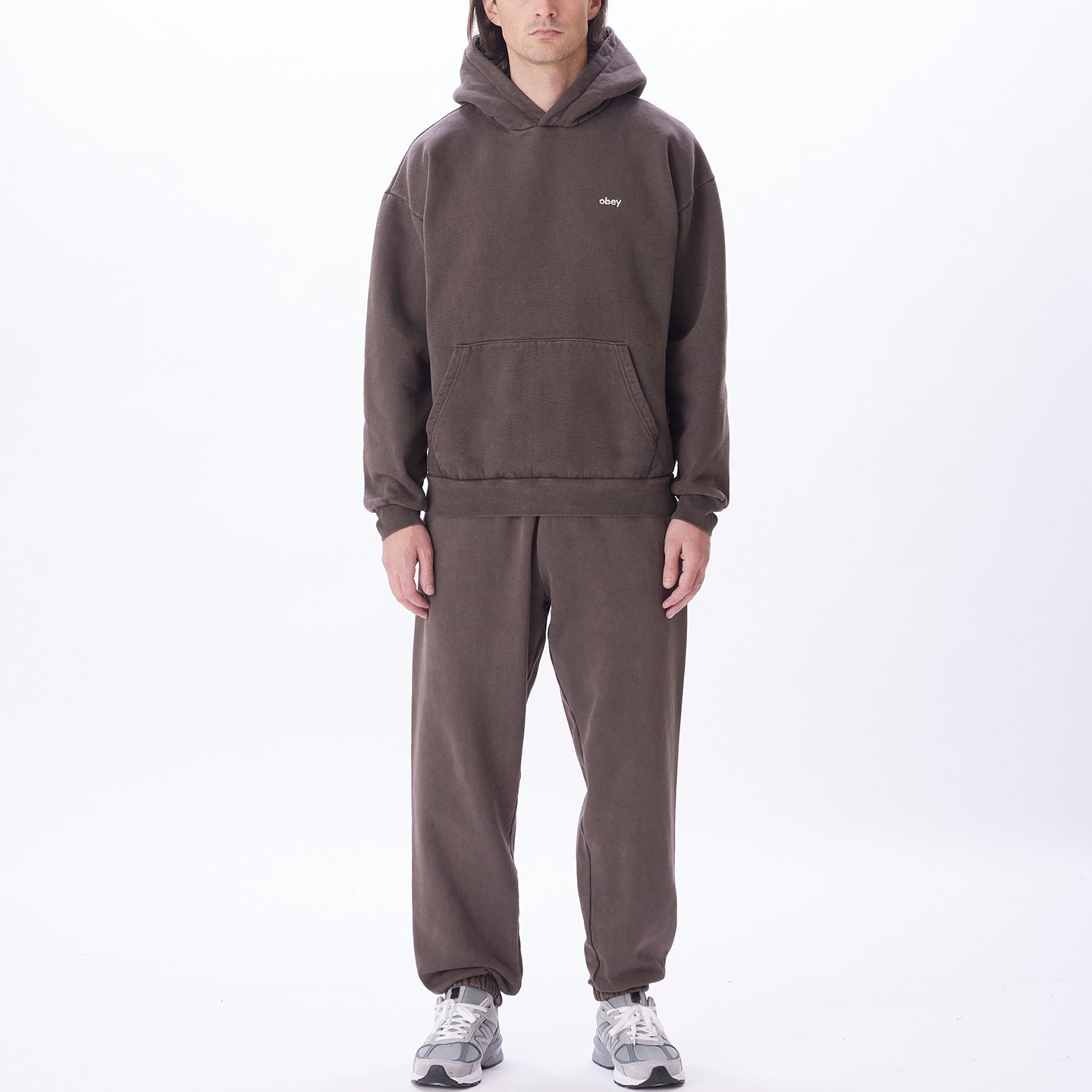 Obey - Lowercase Pigment Hood - Pigment Java Brown-Pulls et Sweats-112470194