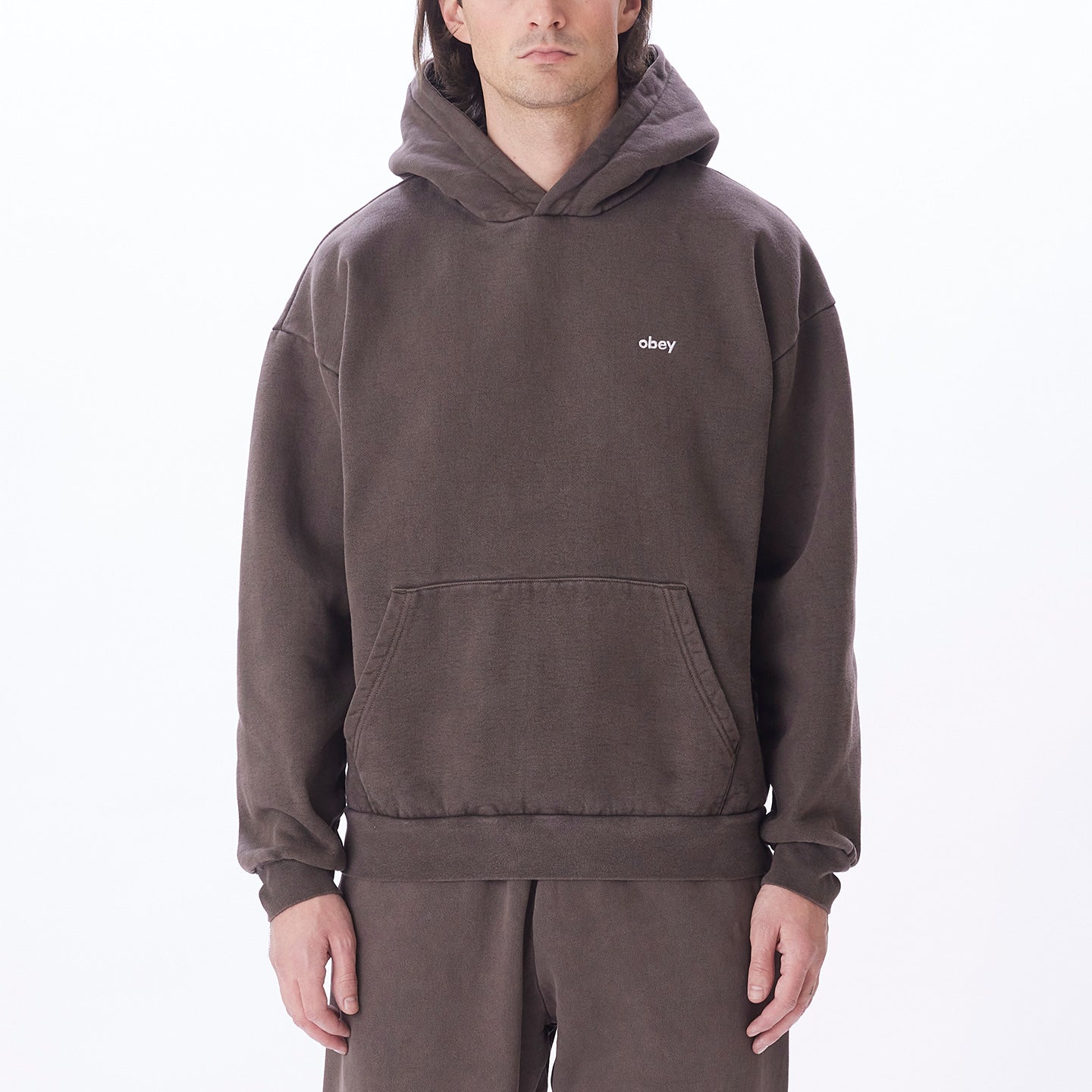 Obey - Lowercase Pigment Hood - Pigment Java Brown-Pulls et Sweats-112470194