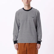 Obey - Established Works Eyes Stripe Long Sleeve Tee - Black Multi-T-shirts-131030119