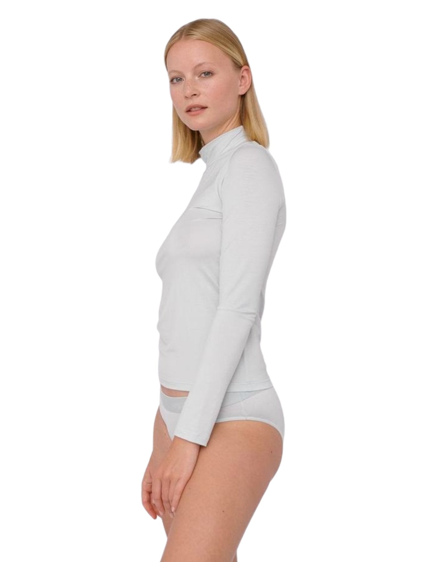 Organic Basics - Soft Touch - Lite Turtle Neck Cloudy Blue-Tops-