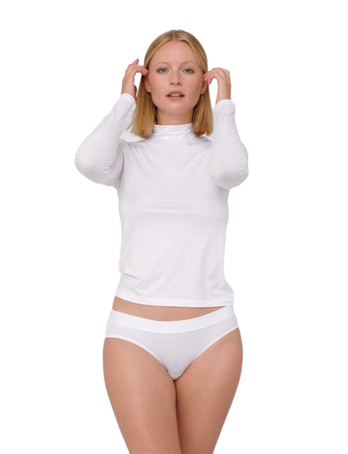 Organic Basics - Soft Touch - Lite Turtle Neck White-Tops-