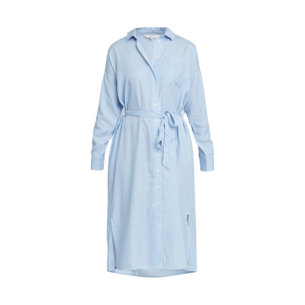 People Tree - Robe Chemise longue Ginny - Rayure Bleu-Robes-V306UW.BL1.L-1