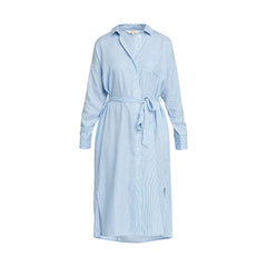 People Tree - Robe Chemise longue Ginny - Rayure Bleu-Robes-V306UW.BL1.L-1