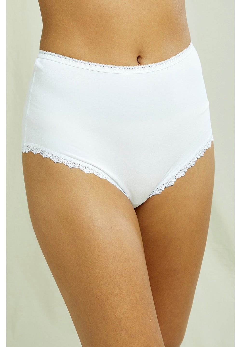 People Tree - High Waist Briefs - White - Culotte Dentelle Taille Haute Coton - Blanc-Sous-vetements-V381UW.WH1