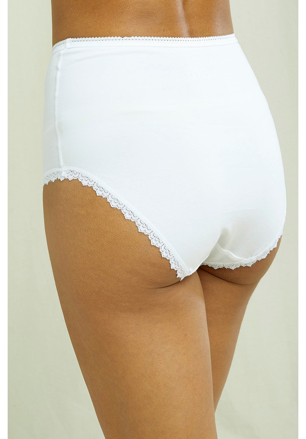 People Tree - High Waist Briefs - White - Culotte Dentelle Taille Haute Coton - Blanc-Sous-vetements-V381UW.WH1