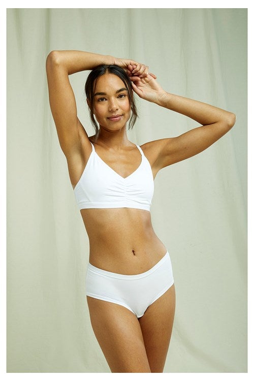 People Tree - White Organic Boy Short - Culotte Coton Organic - Blanc-Sous-Vêtements-T376UU.WH1