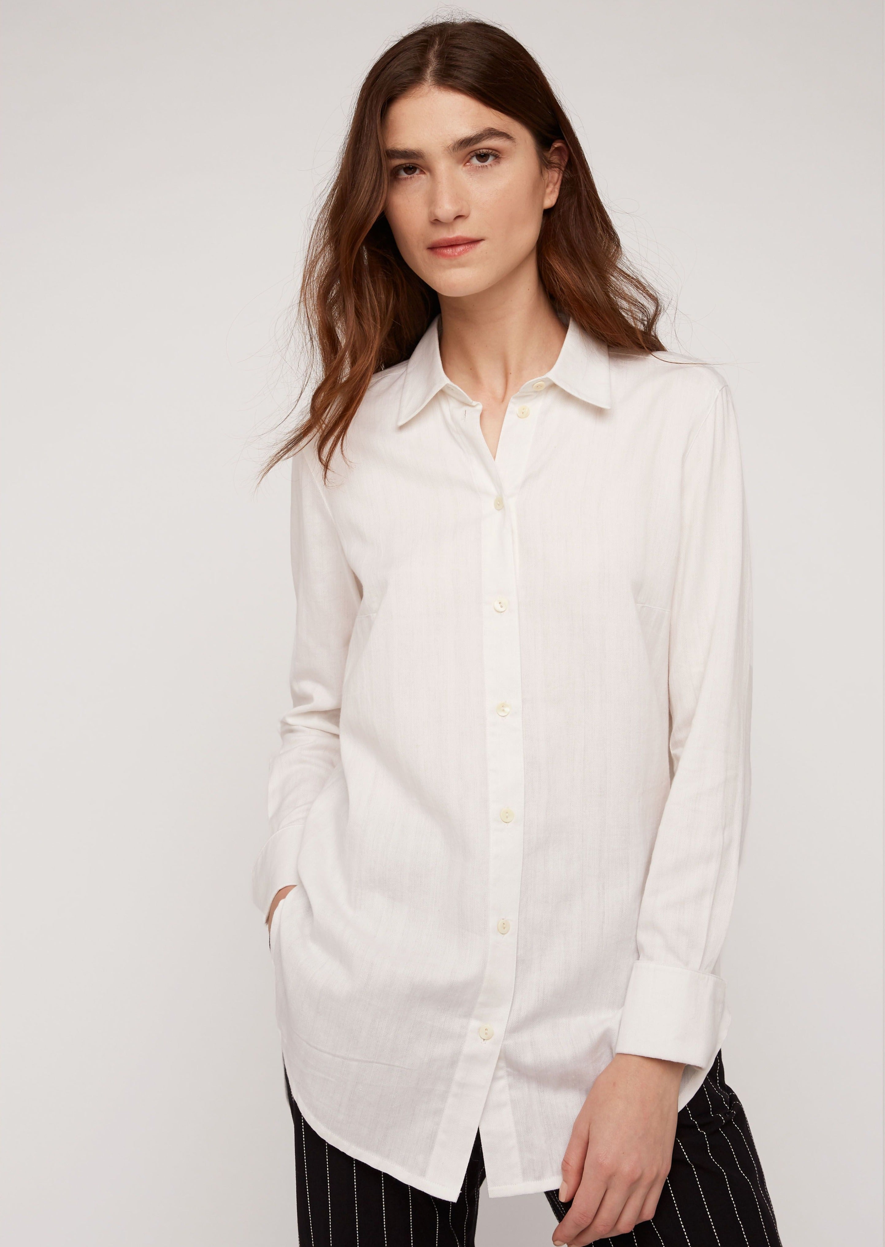 People Tree - Chemise Blanche Coton Hand Made-Tops-W005UX.WH1