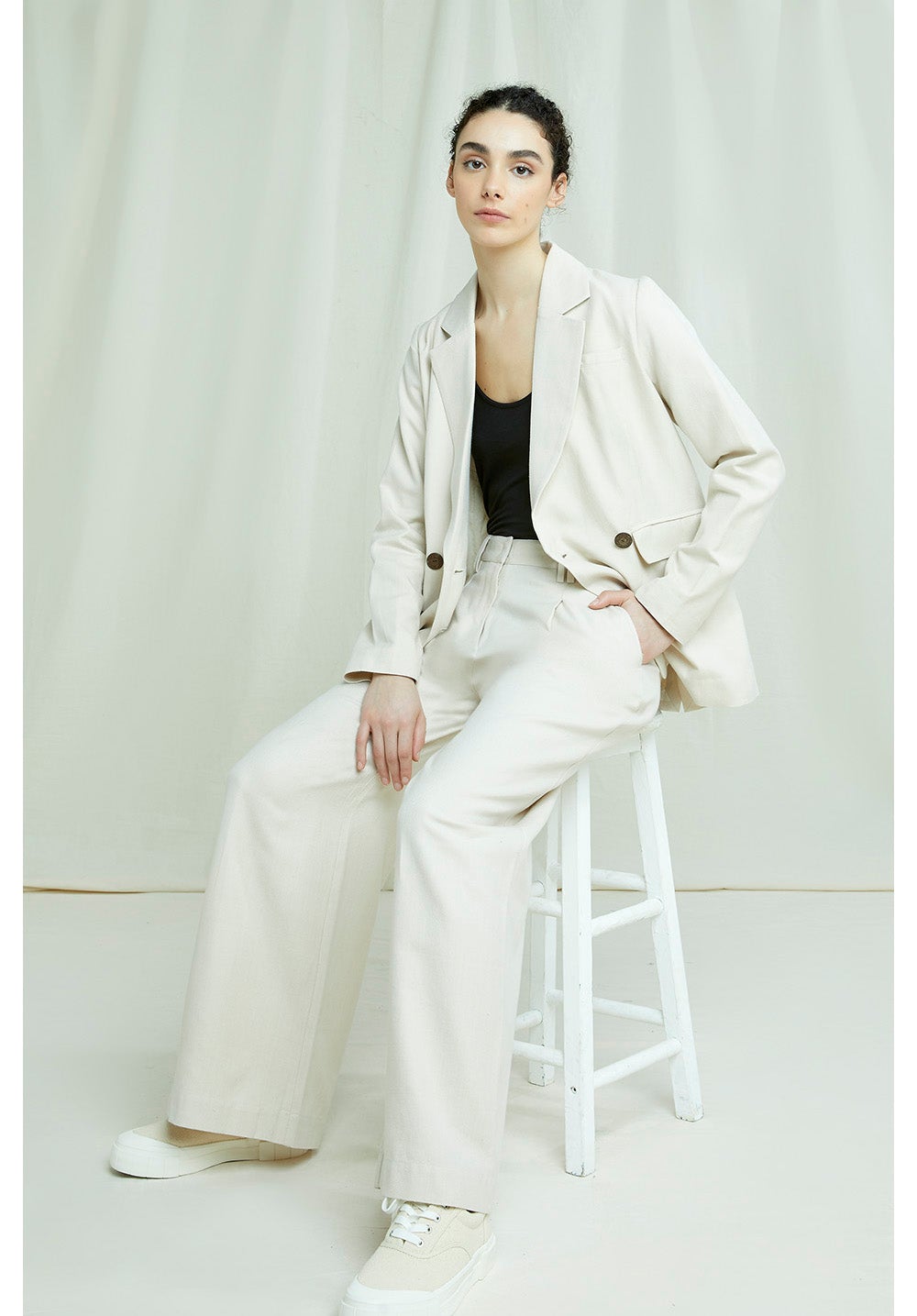 People tree - Naira Blazer Fog Tailoring-Vestes et Manteaux-A008UE.BG1