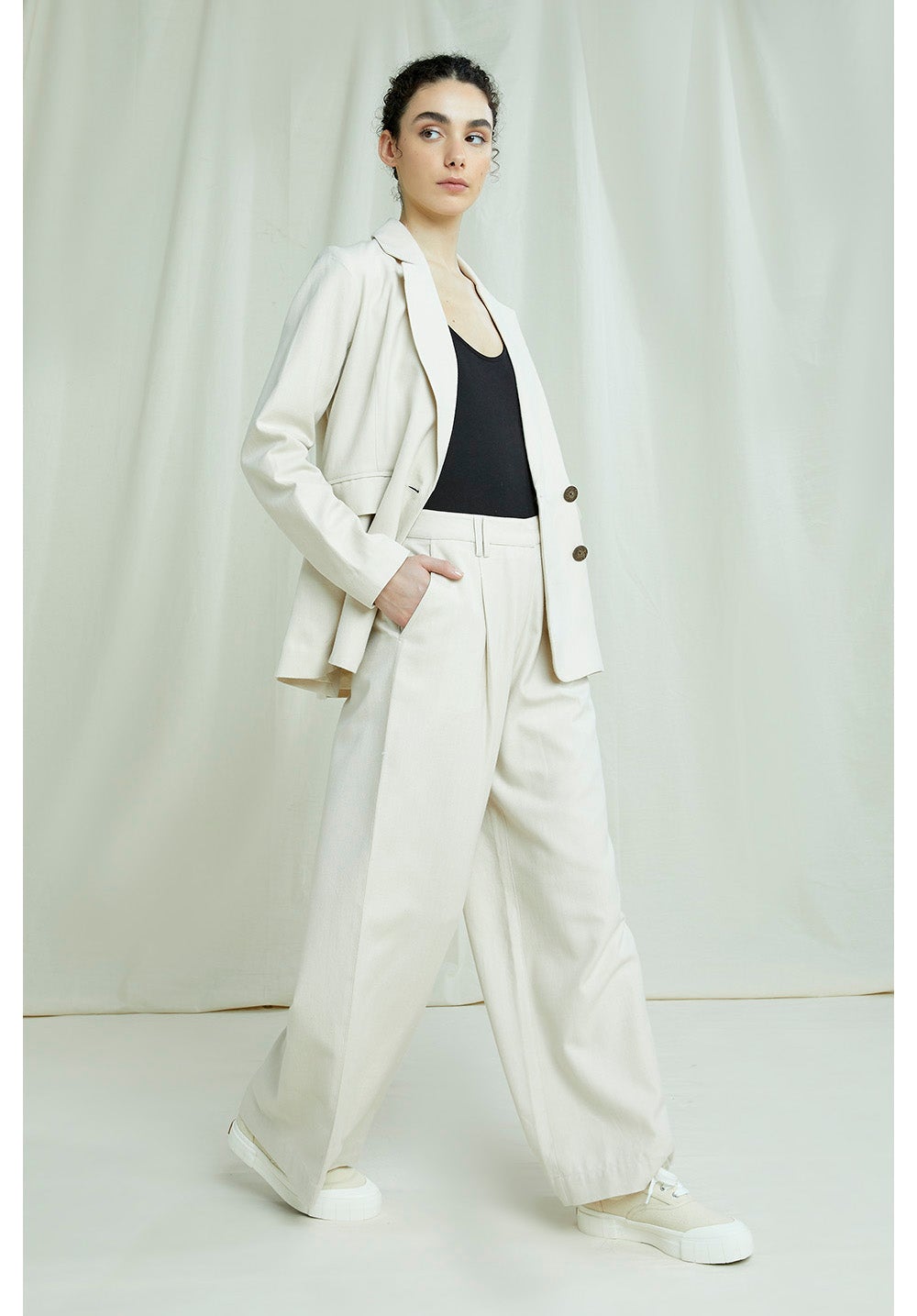 People tree - Naira Blazer Fog Tailoring-Vestes et Manteaux-A008UE.BG1