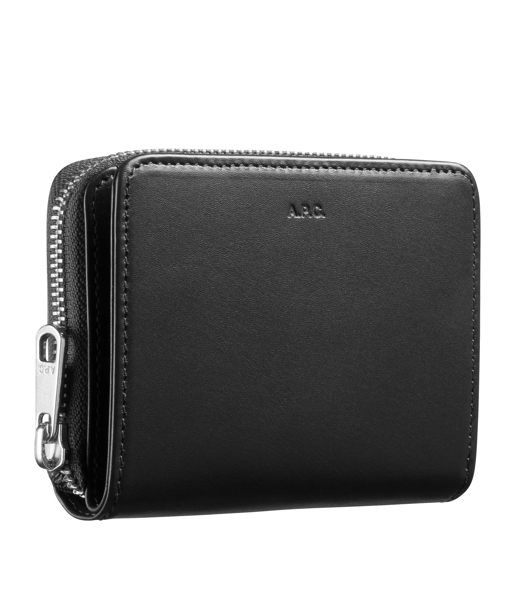 A.P.C - Compact Emmanuel Noir - Portefeuilles en cuir-Accessoires-PXAQG - H63087
