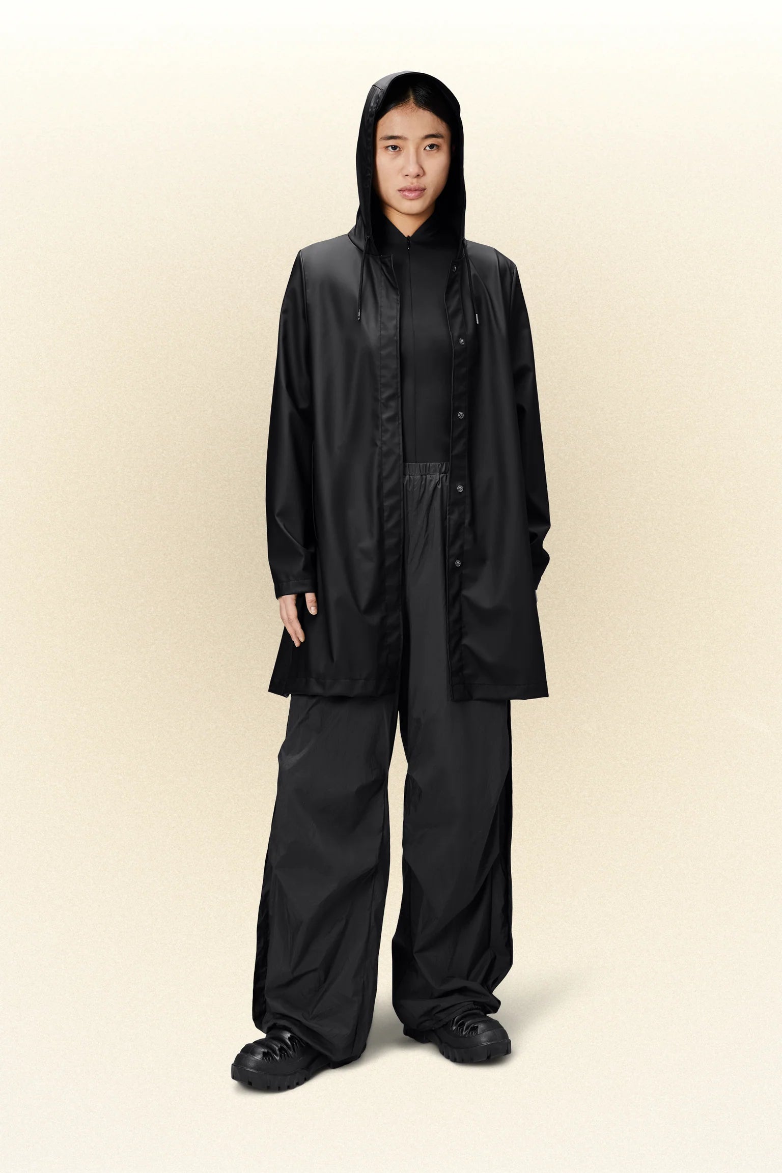 Rains - A-line W Jacket - Black-Vestes et Manteaux-18050