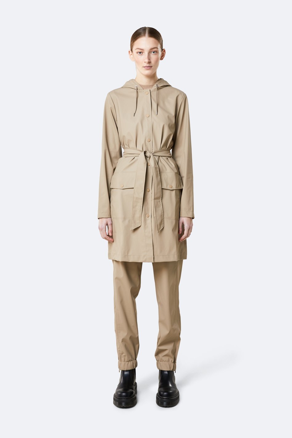 Rains - Belt Jacket - Beige-Vestes et Manteaux-1824