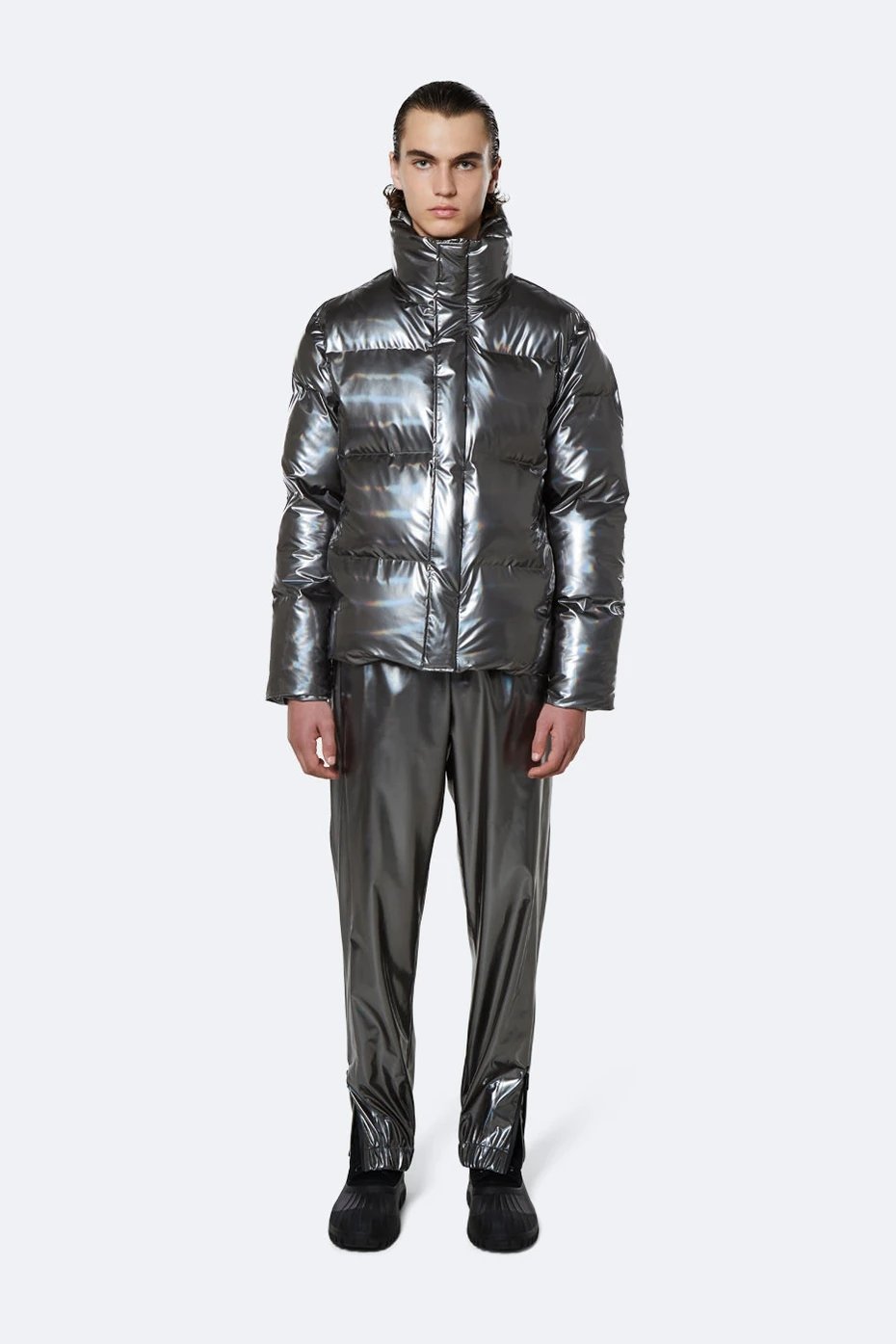Rains - Boxy Puffer Jacket - Holographic Steel-Vestes et Manteaux-1522