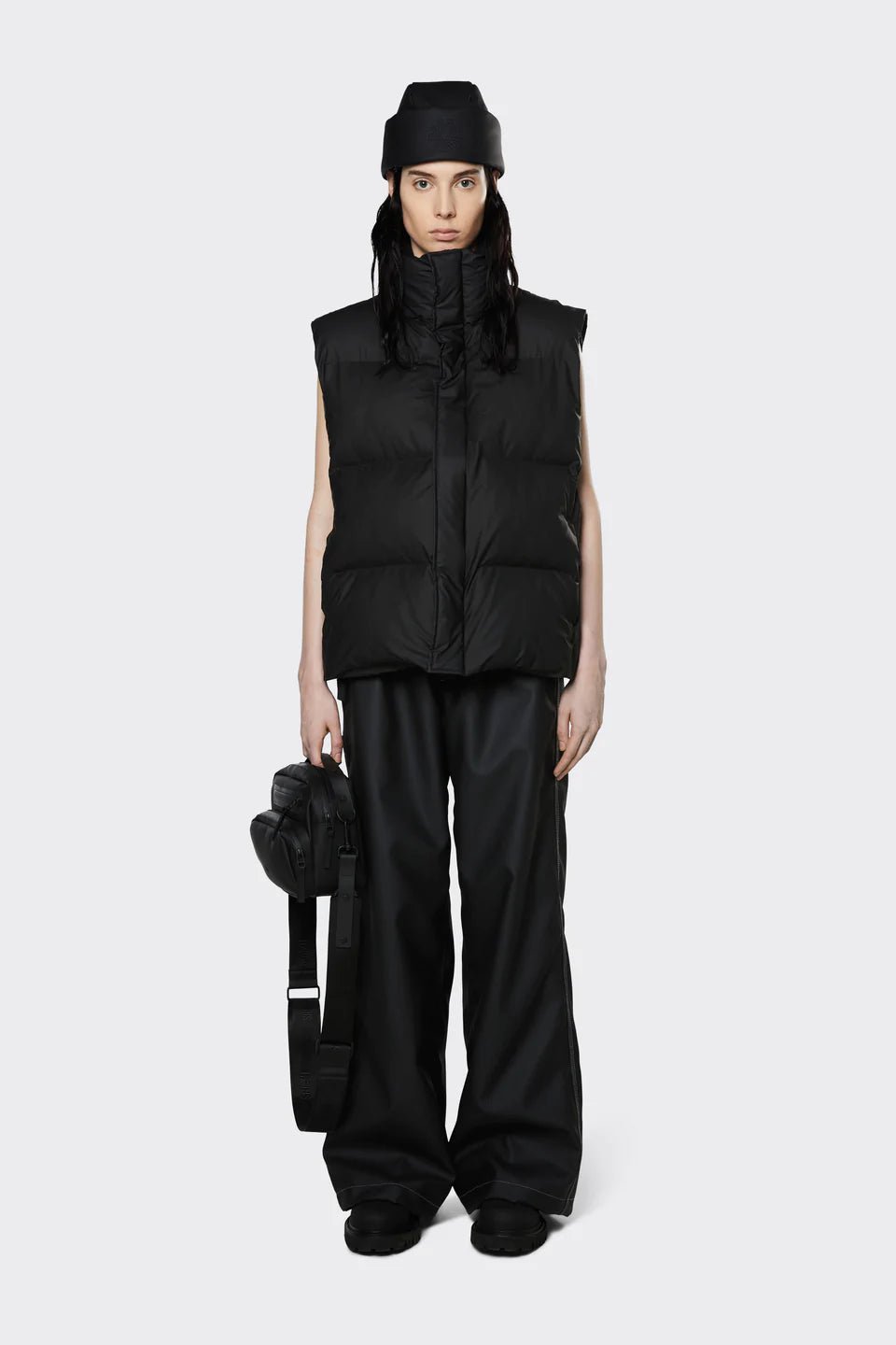 Rains - Boxy Puffer Vest - Black-Vestes et Manteaux-15030