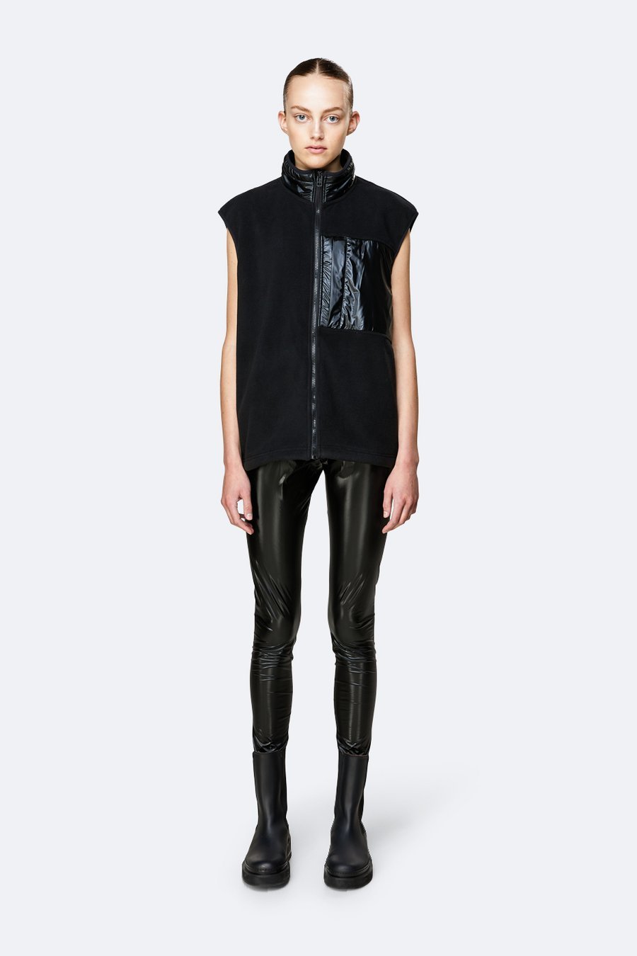 Rains - Fleece Vest - Shiny Black-Vestes et Manteaux-