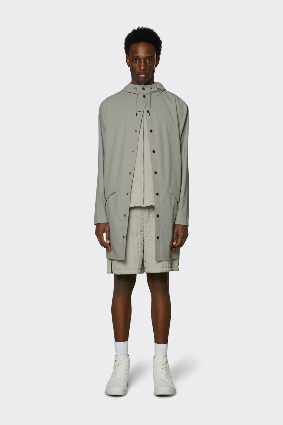 Rains - Long Jacket - Cement-Vestes et Manteaux-12020