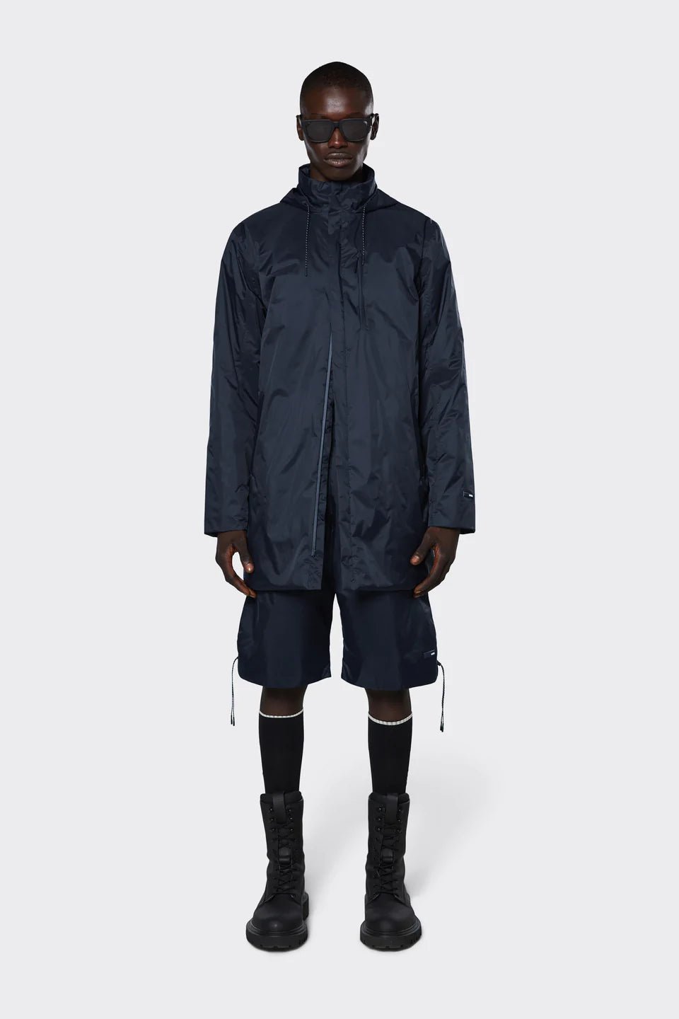 Rains - Padded Nylon Coat - Navy-Vestes et Manteaux-15480