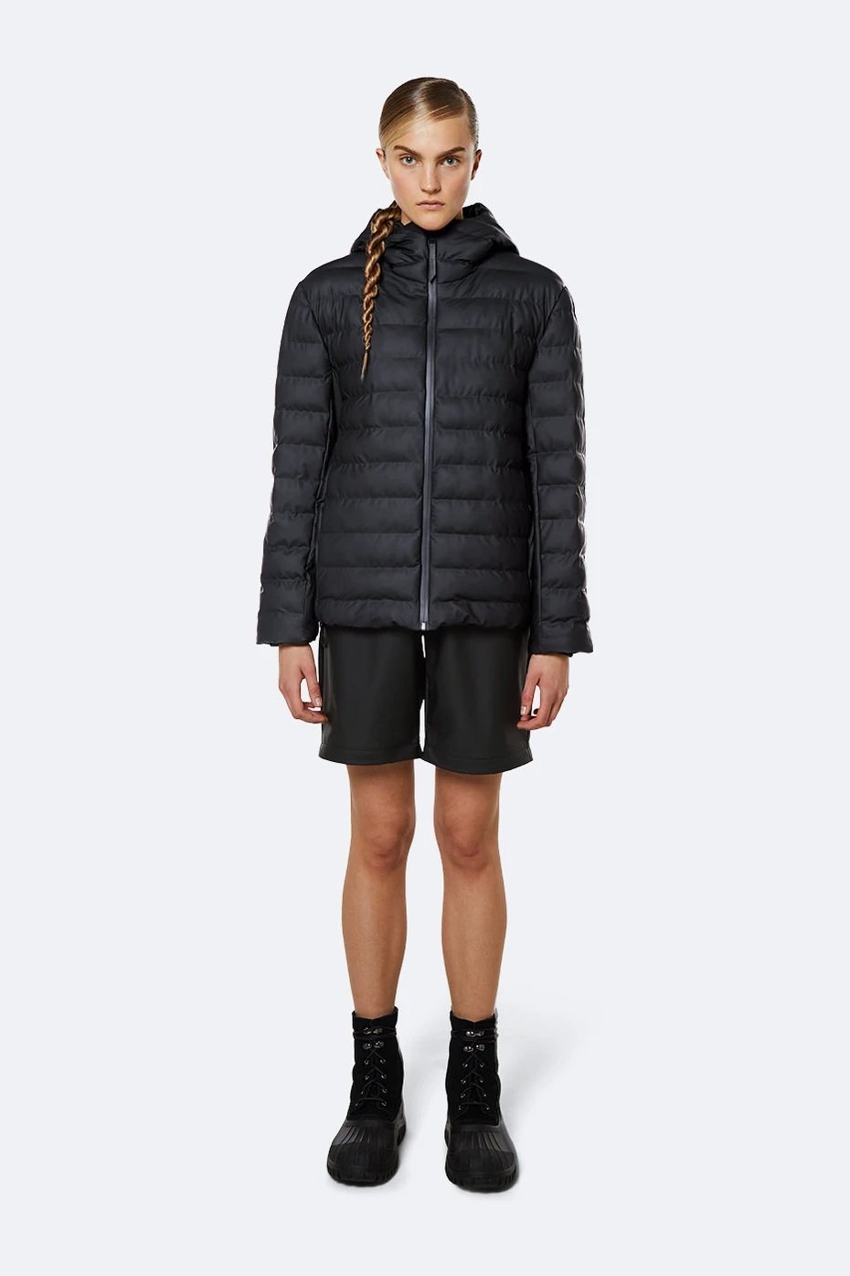 Rains - Trekker Hooded Jacket zippée 1528 - Black-Vestes et Manteaux-