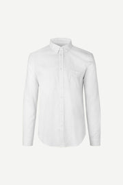 Samsoe Samsoe Homme - Liam BA Shirt White 6971 - Chemise blanche en lin-Chemises-M20200043