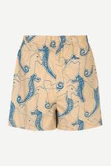 Samsoe Samsoe Femme - Laury Shorts AOP 10783 - Aqua Seahorse-Jupes et Pantalons-F22200108