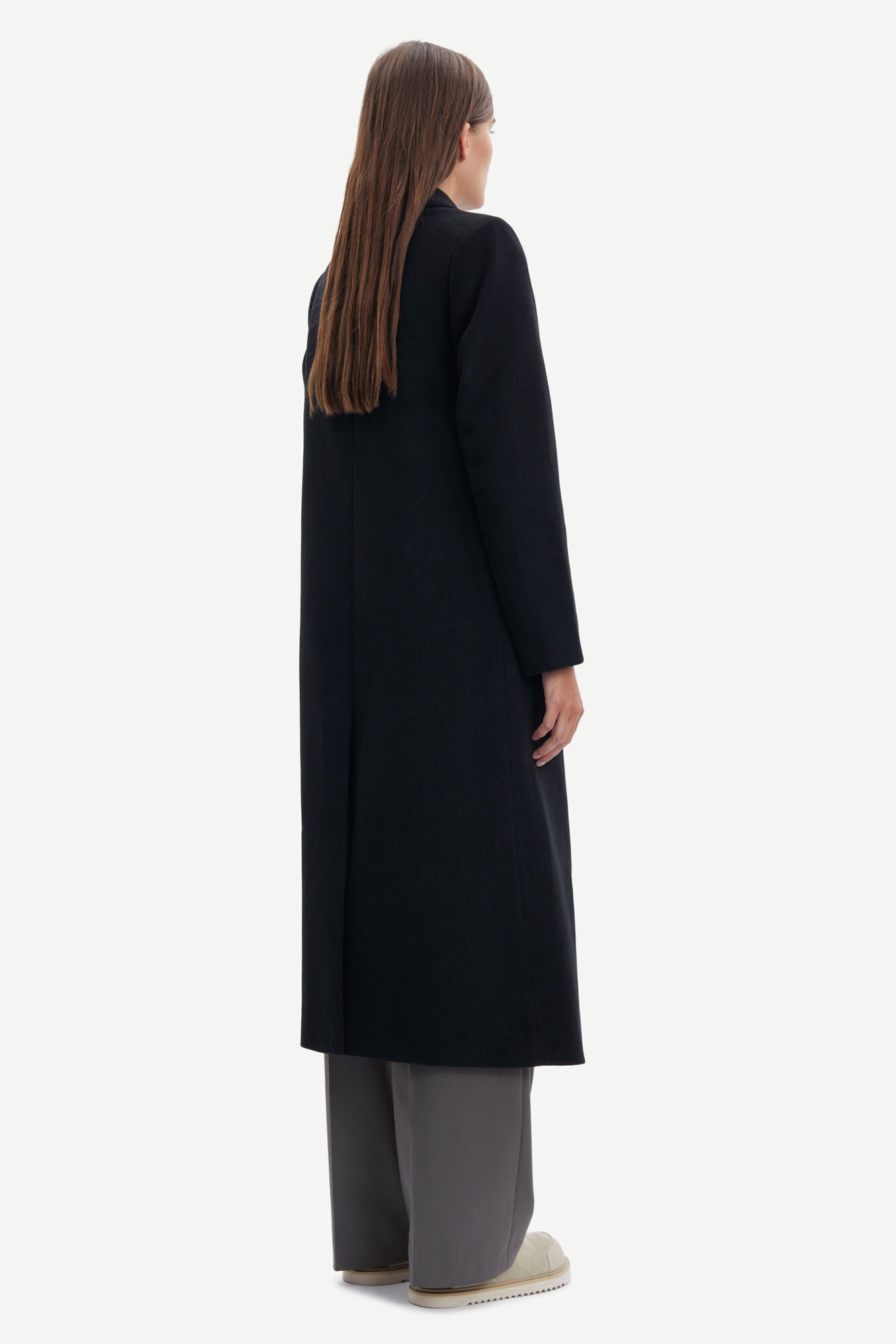 Samsoe Samsoe - Falcon Coat 11104 Black - Manteau long en laine noir-Vestes et Manteaux-F20400075