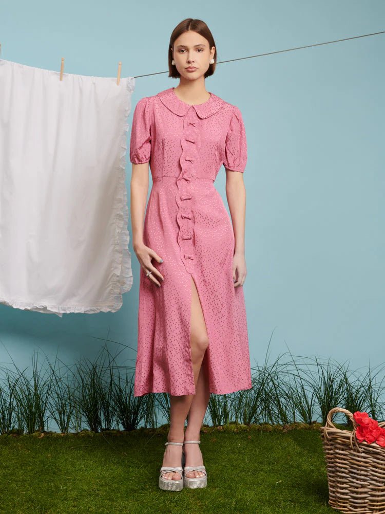 Sister Jane - Belle Blush Bow Midi Dress - Raspberry Pink-Robes-DR1779PNK